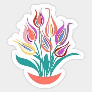 Tulips Colorful Flowers bouquet Modern Art Sticker